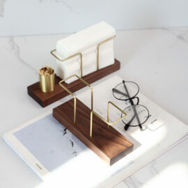 Wooden Napkin Holders with Gold Wire