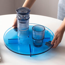 Aqua Blue Acrylic Round Tray