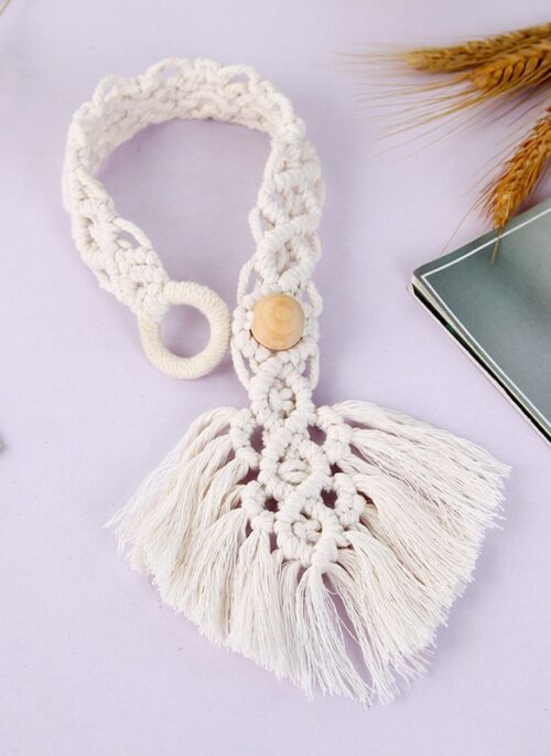 Beige Handwoven Cotton Rope Curtain Tieback