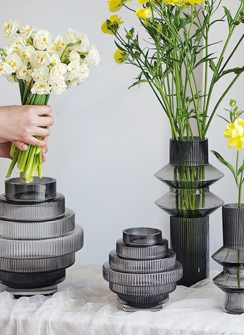 Black Abstract Glass Screw-shaped Vases