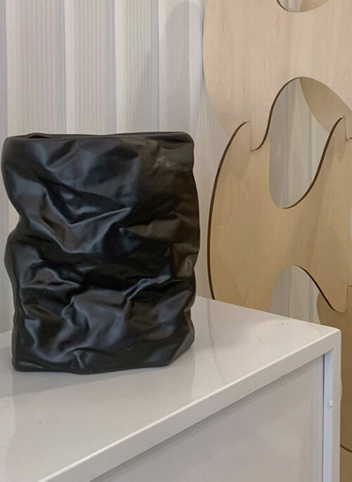 Creased Sack-Shaped Ceramic Vase