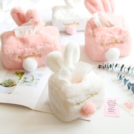 Faux Fur Rabbit Tissue Holder with Ears