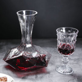 Geometric Wine Decanter and Beaded Goblet
