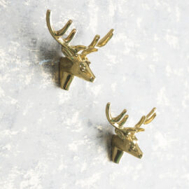 Gold Brass Deer Head Hook