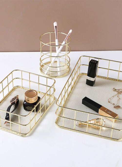 Gold Metal Wire Storage Baskets
