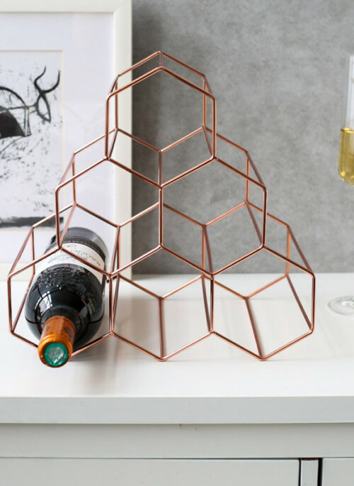Gold Wire Honeycomb Wine Rack
