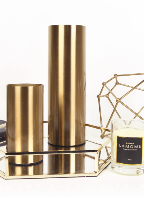 Golden Copper Cylindrical Vases