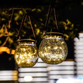 Hanging Sphere Glass Jar with Fairy Lights