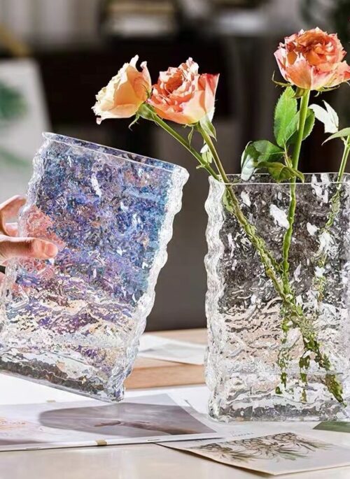 Holographic Ice Crystal Glass Vases