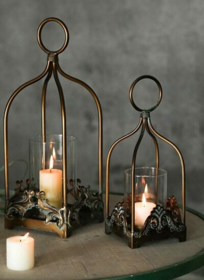 Iron Candle Holder with Baroque Ornament Details