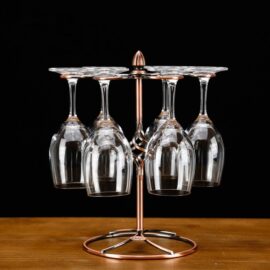 Iron Wine Glass Rack with Round Twisted Detail