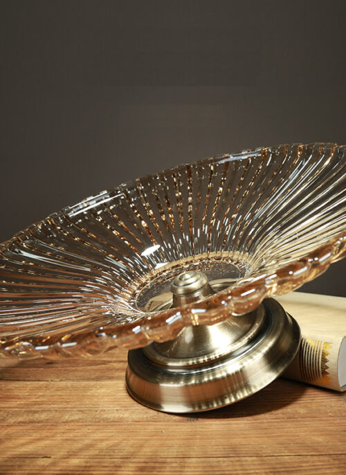 Pearlescent Glass Fruit Plate with Metal Base