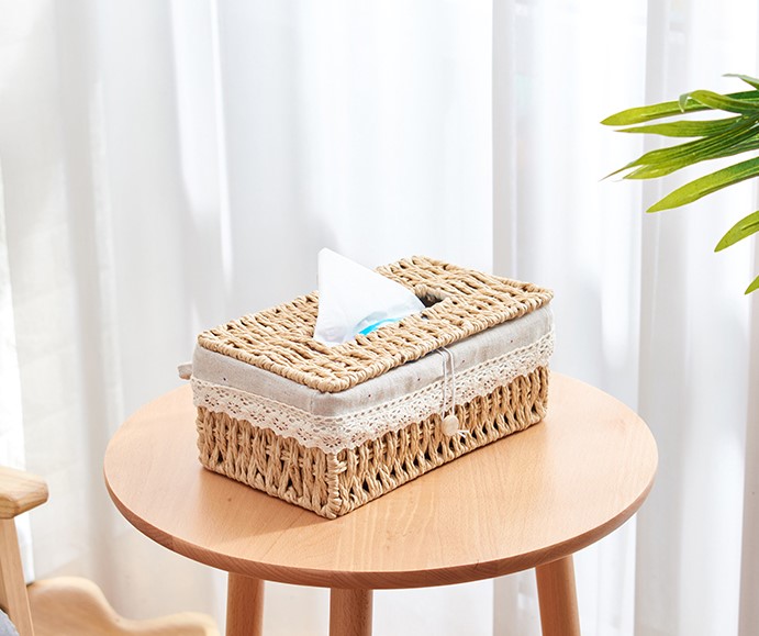 Rattan Tissue Holder with Cloth Lining | Aesthetic Decor Shop