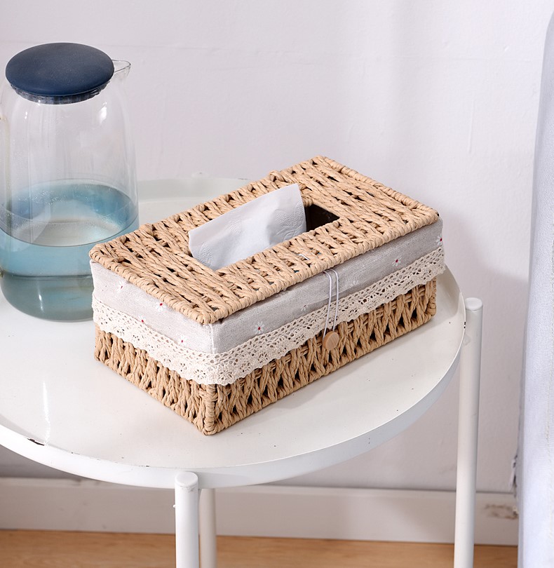 Rattan Tissue Holder with Cloth Lining | Aesthetic Decor Shop