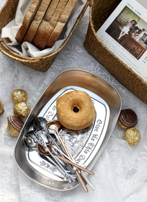 Retro Embossed Tin Food Trays