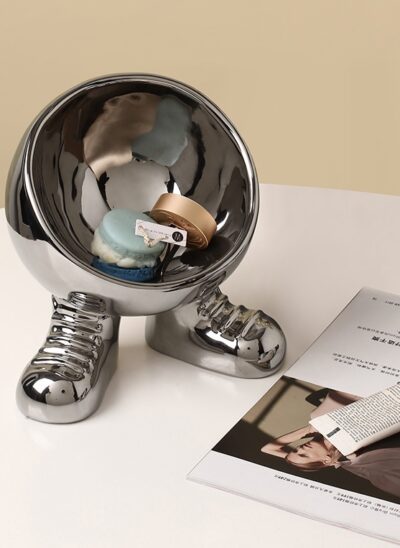 Silver Ceramic Key Bowl with Feet