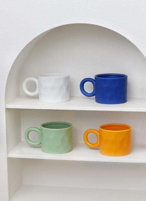 Subtle Honeycomb Large Handle Ceramic Mugs