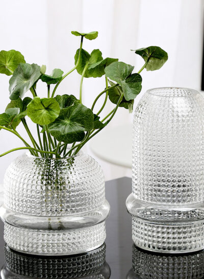 Textured Bubble Clear Glass Vases