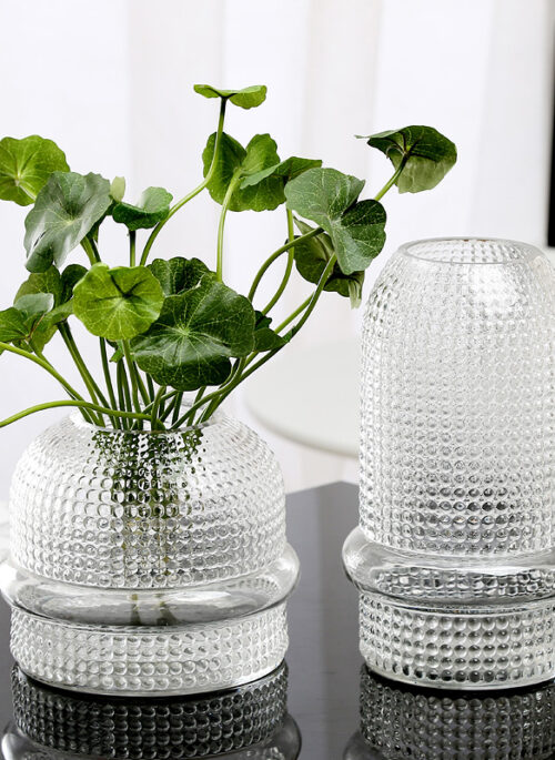 Textured Bubble Clear Glass Vases