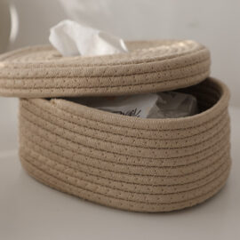 Weave Cotton Thread Tissue Holder with Lid