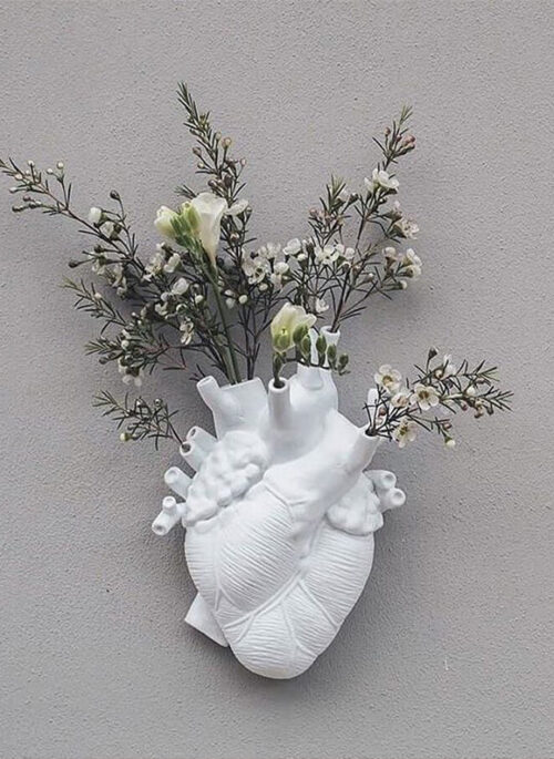 White Resin Human Heart Vase