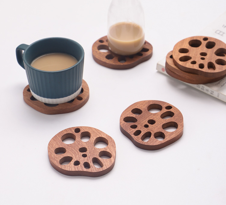 Wooden Lotus Root Slice Coasters