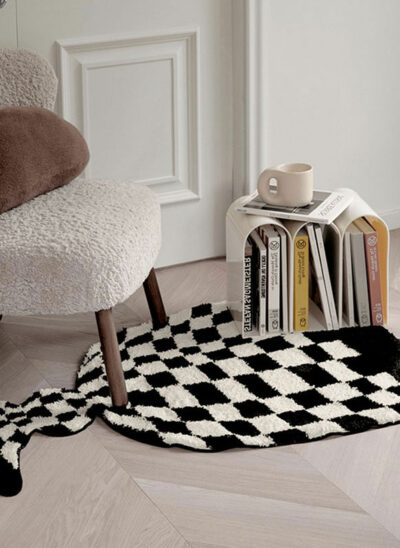 Black and White Checkerboard Goblet Rug