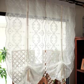 Fan-Shaped Embroidered Mesh Half Curtain
