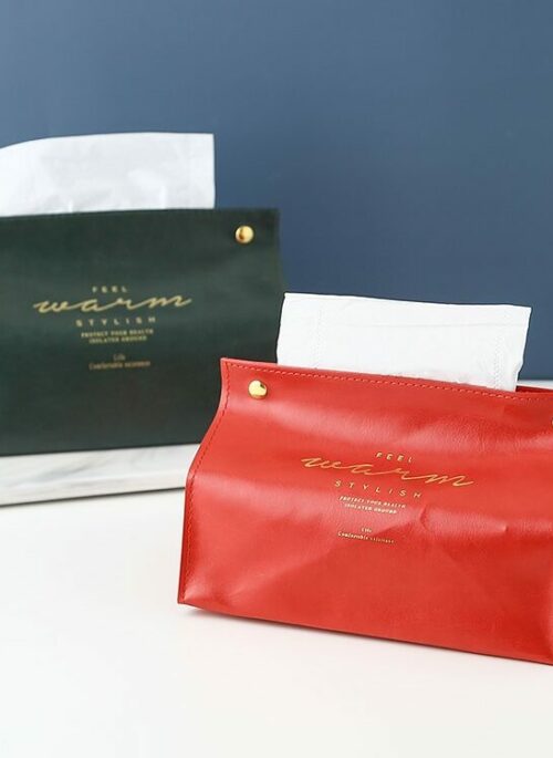 Foldable Leather Tissue Box