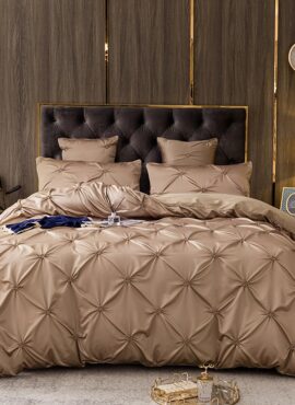 Textured Cotton Silk Khaki Set of Four Bed Linen