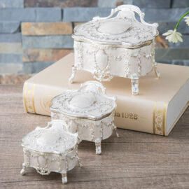 White Baroque Jewelry Box with Silver Details