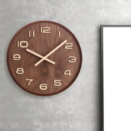 Wooden Dark and Light Brown Round Wall Clock