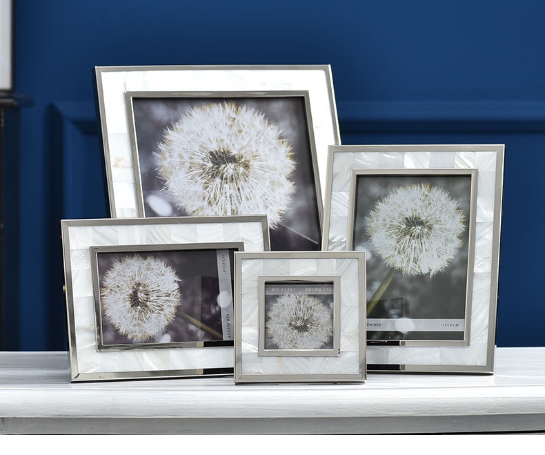 Capiz Shell Picture Frame with Silver Border