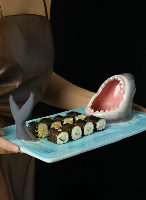 Ceramic Shark in the Water Sushi Plate