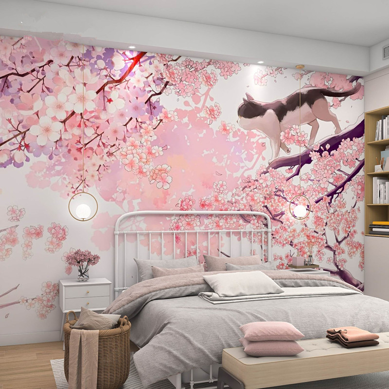 Cherry Blossom Tree with Cat Wallpaper
