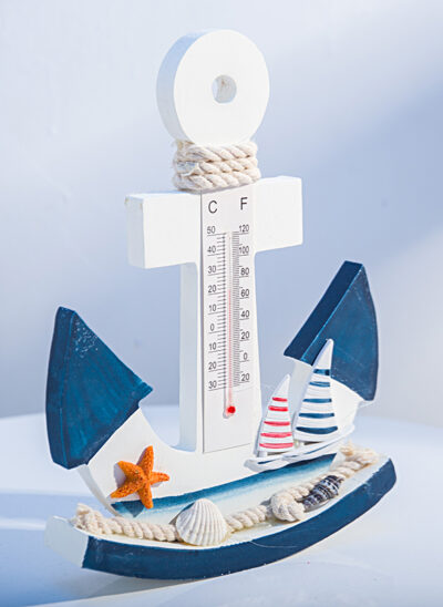 Freestanding Wooden Anchor Thermometer