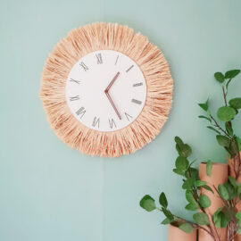 Hand-Woven Straw Wall Clock