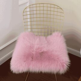 Pink Faux Fur Square Seat Cushion