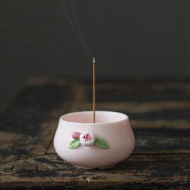 Mini Pink Rose Ceramic Incense Burner