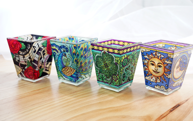 Stained Glass Square Candle Holders