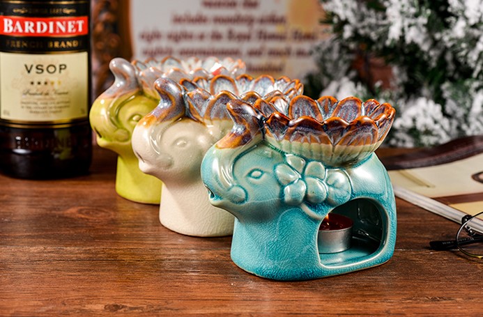 Ceramic Elephant-Shaped Oil Burner