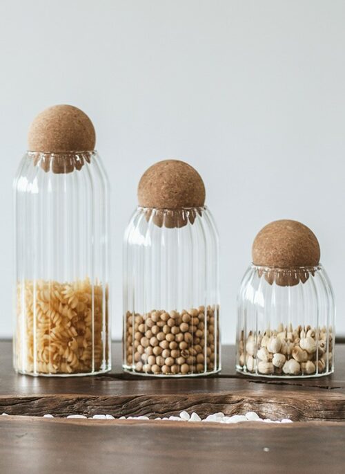 Reeded Bottle with Sphere Cork Cap
