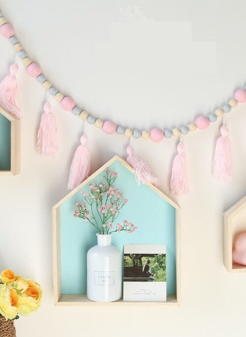 Wooden Pentagon-Shaped Wall Shelves Set