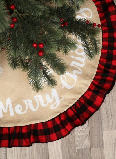 Round Christmas Tree Skirt with Ruffles