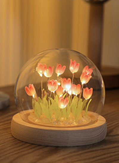 DIY Tiny Tulips in a Glass Dome Lamp