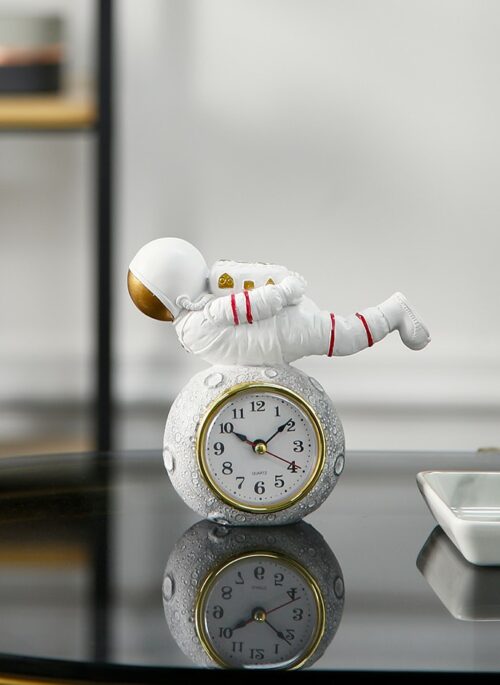 Planking Astronaut on Moon Resin Desk Clock