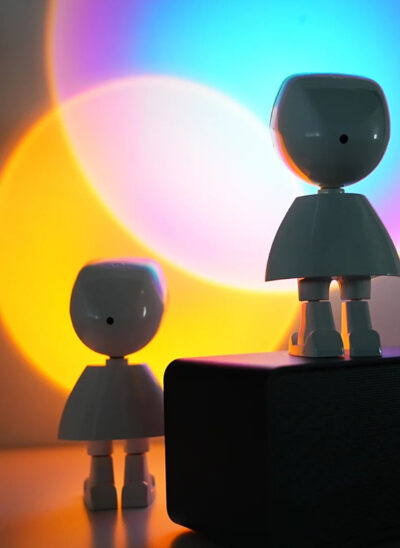White Mini Robot Sunset Projector
