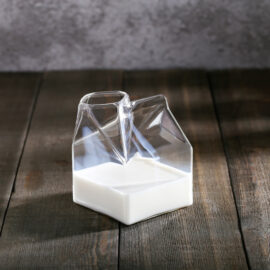 Glass Milk Carton-Shaped Drinking Cup