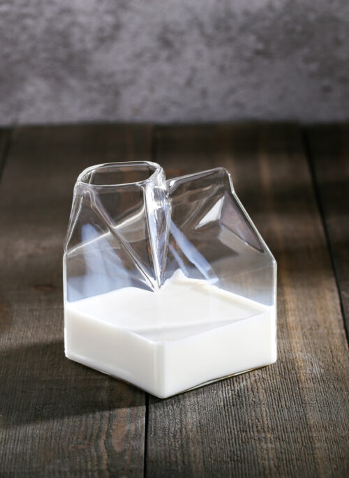 Glass Milk Carton-Shaped Drinking Cup