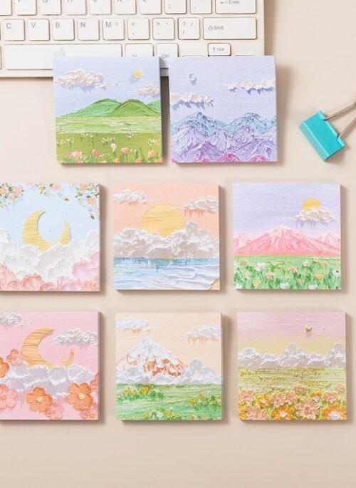 Scenery Sticky Note in Oil Painting Design
